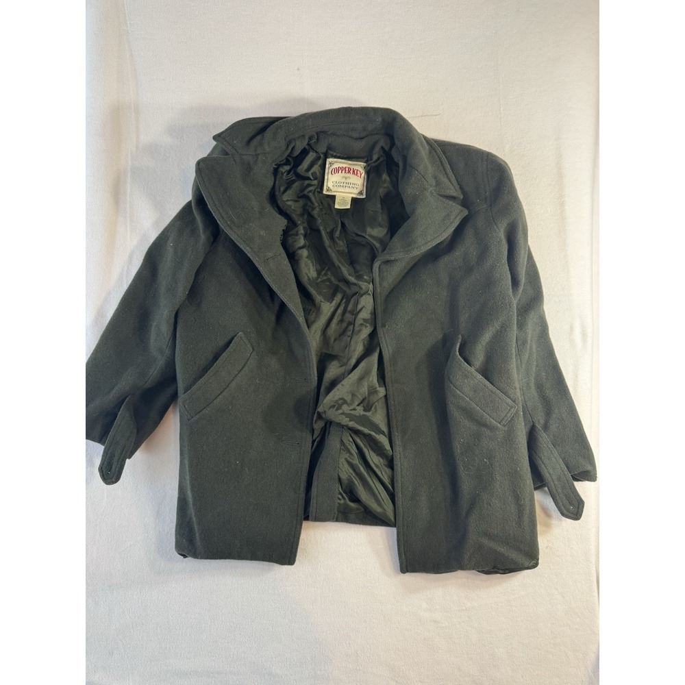 Copper Key Wool Peacoat Mens Medium Green Short Overcoat Lined Jacket